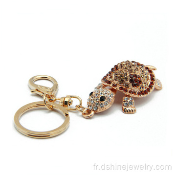 18K or tortue Keychain creux personnalisés porte-clés métal